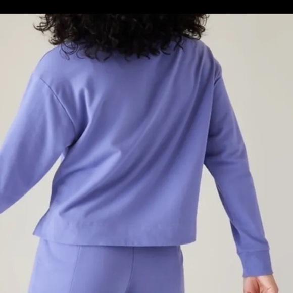 Athleta S Retroterry Polo Sweatshirt Small Dark Adonis (Purple) - Picture 3 of 10